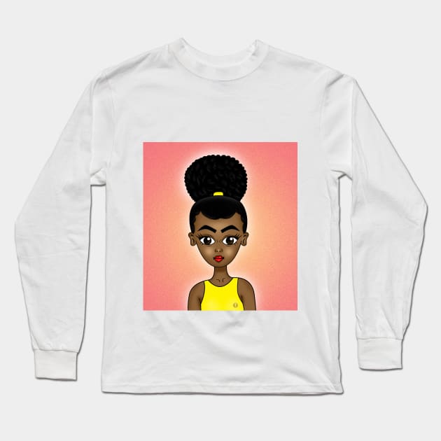 black girl magic anime art style Long Sleeve T-Shirt by Spinkly Creations 